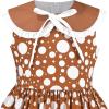 Sunny Fashion Girls Dress Blue Polka Dot Pocket Pleated Summer Sleeveless Cotton(Brown Polka Dot)