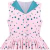 Sunny Fashion Girls Dress Blue Polka Dot Pocket Pleated Summer Sleeveless Cotton(Light Pink)
