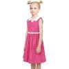 Sunny Fashion Girls Dress Blue Polka Dot Pocket Pleated Summer Sleeveless Cotton(Pink)