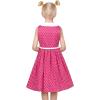 Sunny Fashion Girls Dress Blue Polka Dot Pocket Pleated Summer Sleeveless Cotton(Pink)
