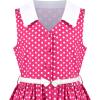Sunny Fashion Girls Dress Blue Polka Dot Pocket Pleated Summer Sleeveless Cotton(Pink)