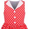 Sunny Fashion Girls Dress Blue Polka Dot Pocket Pleated Summer Sleeveless Cotton(Red Polka Dot)