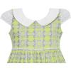 Sunny Fashion Girls Dress Bow Tie Swan Print Turn-Down Collar Green Size 4-10
