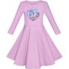 Sunny Fashion Girls Dress Butterfly Long Sleeve Casual Knit Cotton Dress(Purple)