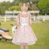 Sunny Fashion Girls Dress Caramel Star Lace Short Sleeve Pleated Collar Dress(Colorful Dot)