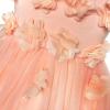 Sunny Fashion Girls Dress Caramel Star Lace Short Sleeve Pleated Collar Dress(Light Salmon)