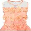 Sunny Fashion Girls Dress Caramel Star Lace Short Sleeve Pleated Collar Dress(Light Salmon)