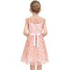 Sunny Fashion Girls Dress Caramel Star Lace Short Sleeve Pleated Collar Dress(Pink Polka Dot)