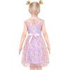 Sunny Fashion Girls Dress Caramel Star Lace Short Sleeve Pleated Collar Dress(Purple Dot)