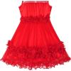 Sunny Fashion Girls Dress Caramel Star Lace Short Sleeve Pleated Collar Dress(Red)