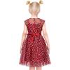 Sunny Fashion Girls Dress Caramel Star Lace Short Sleeve Pleated Collar Dress(Red Dot)