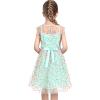 Sunny Fashion Girls Dress Caramel Star Lace Short Sleeve Pleated Collar Dress(Turquoise Polka Dot)