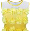 Sunny Fashion Girls Dress Caramel Star Lace Short Sleeve Pleated Collar Dress(Yellow)