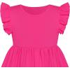 Sunny Fashion Girls Dress Casual Cotton Flying Sleeve Balloon(Deep Pink)