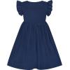 Sunny Fashion Girls Dress Casual Cotton Flying Sleeve Balloon(Navy Blue)