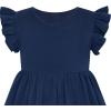 Sunny Fashion Girls Dress Casual Cotton Flying Sleeve Balloon(Navy Blue)