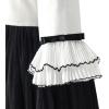Sunny Fashion Girls Dress Chiffon Elbow-Length Sleeve Black White Size 6-12