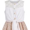 Sunny Fashion Girls Dress Chiffon Floral High-Low Tie Waist Party Princess(Beige)
