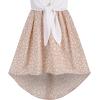 Sunny Fashion Girls Dress Chiffon Floral High-Low Tie Waist Party Princess(Beige)