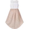 Sunny Fashion Girls Dress Chiffon Floral High-Low Tie Waist Party Princess(Beige)