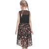 Sunny Fashion Girls Dress Chiffon Floral High-Low Tie Waist Party Princess(Black Floral)