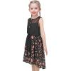 Sunny Fashion Girls Dress Chiffon Floral High-Low Tie Waist Party Princess(Black Floral)