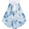 Sunny Fashion Girls Dress Chiffon Floral High-Low Tie Waist Party Princess(Blue)