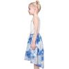 Sunny Fashion Girls Dress Chiffon Floral High-Low Tie Waist Party Princess(Blue)