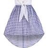 Sunny Fashion Girls Dress Chiffon Floral High-Low Tie Waist Party Princess(Blue Plaid)
