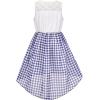 Sunny Fashion Girls Dress Chiffon Floral High-Low Tie Waist Party Princess(Blue Plaid)