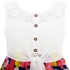 Sunny Fashion Girls Dress Chiffon Floral High-Low Tie Waist Party Princess(Multi-color)