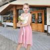 Sunny Fashion Girls Dress Chiffon Floral High-Low Tie Waist Party Princess(Pale Pink)