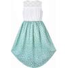 Sunny Fashion Girls Dress Chiffon Floral High-Low Tie Waist Party Princess(Pale Turquoise)
