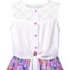Sunny Fashion Girls Dress Chiffon Floral High-Low Tie Waist Party Princess(Purple Flower)
