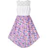 Sunny Fashion Girls Dress Chiffon Floral High-Low Tie Waist Party Princess(Purple Flower)