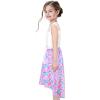 Sunny Fashion Girls Dress Chiffon Floral High-Low Tie Waist Party Princess(Purple Scales)