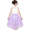 Sunny Fashion Girls Dress Chiffon Floral High-Low Tie Waist Party Princess(Purple Scales)
