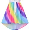Sunny Fashion Girls Dress Chiffon Floral High-Low Tie Waist Party Princess(Rainbow)