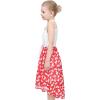 Sunny Fashion Girls Dress Chiffon Floral High-Low Tie Waist Party Princess(Red Heart)