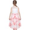 Sunny Fashion Girls Dress Chiffon Floral High-Low Tie Waist Party Princess(Red White)