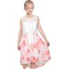 Sunny Fashion Girls Dress Chiffon Floral High-Low Tie Waist Party Princess(Red White)