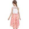 Sunny Fashion Girls Dress Chiffon Floral High-Low Tie Waist Party Princess(Redish Pink)