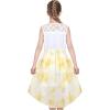 Sunny Fashion Girls Dress Chiffon Floral High-Low Tie Waist Party Princess(Yellow)