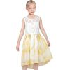 Sunny Fashion Girls Dress Chiffon Floral High-Low Tie Waist Party Princess(Yellow)
