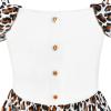 Sunny Fashion Girls Dress Chiffon Leopard Print Cold Shoulder Maxi Dress