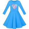 Sunny Fashion Girls Dress Cotton Blue Unicorn Sequin Long Sleeve Casual Size 8