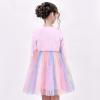 Sunny Fashion Girls Dress Daisy Embroidered Long Sleeve Purple Party Dress Smile(Pink Rainbow)