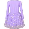 Sunny Fashion Girls Dress Daisy Embroidered Long Sleeve Purple Party Dress Smile(Purple Sunflower)