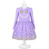Sunny Fashion Girls Dress Daisy Embroidered Long Sleeve Purple Party Dress Smile(Purple Sunflower)
