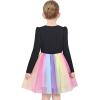 Sunny Fashion Girls Dress Daisy Embroidered Long Sleeve Purple Party Dress Smile(Rainbow Bunny)